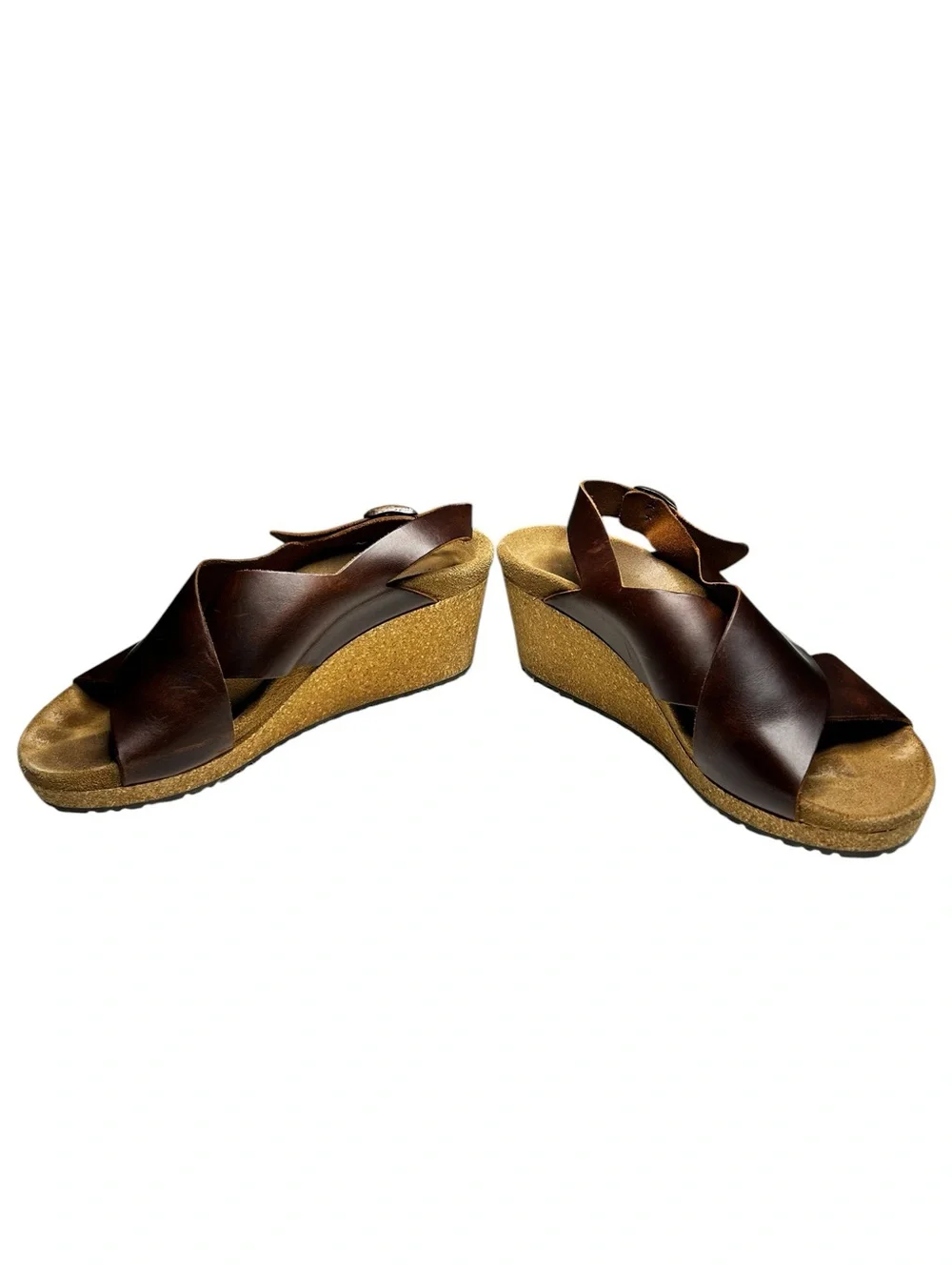 Birkenstock Papillio Samira Wedge Sandals Cognac Leather EU 39 US 8 Narrow/Med - Picture 2 of 12